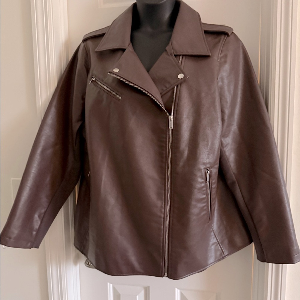 Lane Bryant Chocolate Leather Moto Jacket